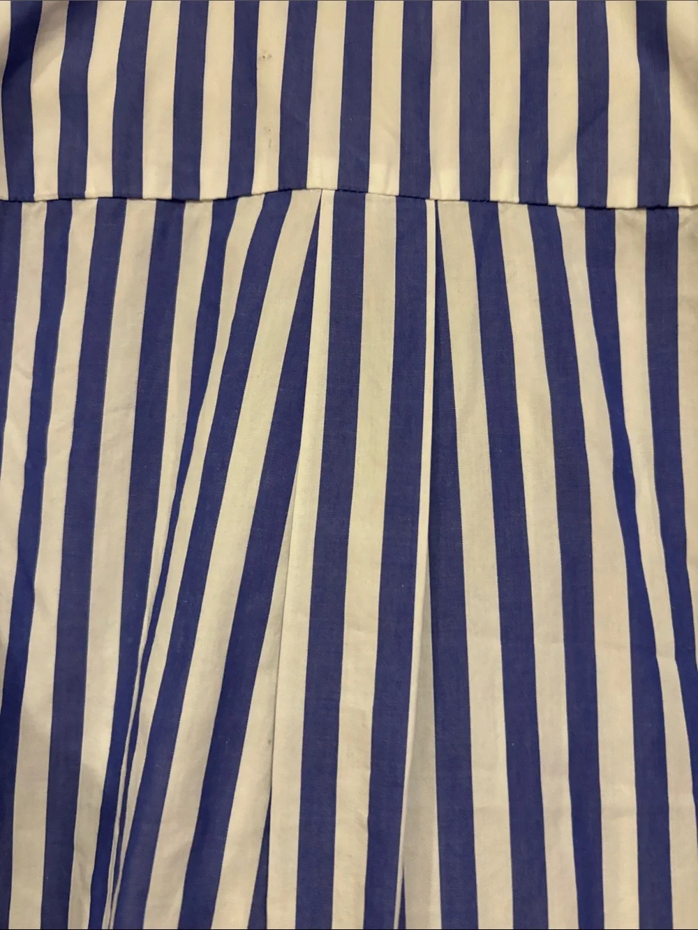 J. Crew Blue and White Striped Ruffle Sleeveless Button-Down Shirt